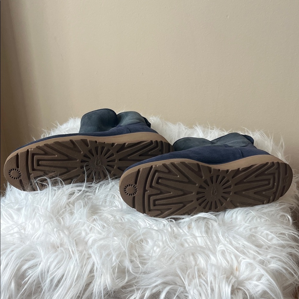 UGG Women Classic Mini II Navy Ankle Booties - Picture 4 of 9